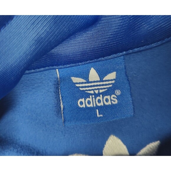 Vintage Adidas Track Jacket L Full Zip Blue Stripes Trefoil Logo y2k (Read Desc) - Picture 4 of 9